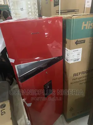 Red Hisense 204ltrs Double Door - Refrigerator W/ Dispenser
