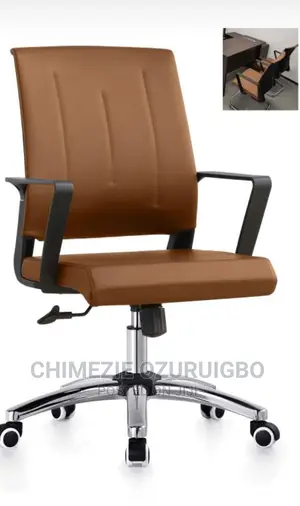Brown Leather Low Back Office Chair