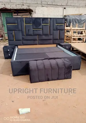 Padded Bedframe With Two Side Drawer and Footrest