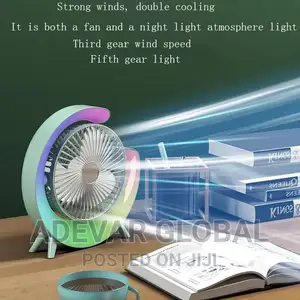 Usb Charging Color Fan Light, Household Desktop Silent Small