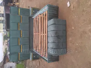 6by6 Upholstery Bed Frame With Two Bed Sides and Ottoman
