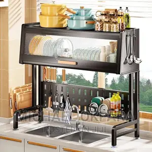 2 Sinks Dish, Cutleries and Spice Rack With Cover