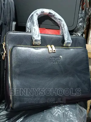 Black Mont Blanc Leather Office, Laptop and Business Bag