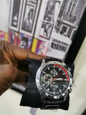 NARY Top Luxury Waterproof Silver Black Leather Watch