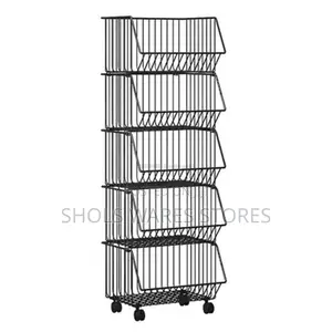 5-Layer Vegetable Rack Trolley | 5 Floors Stackable Shelves