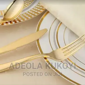 50 Packs of Gold Coated Plastic Disposable Cutlery