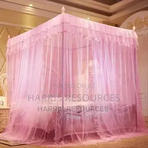 Mosquito Net Canopy Lace Luxury 4 Corner Square + 4 Poles