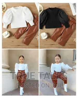 Girls Beautiful Top And Leather Trousers Clothing Set
