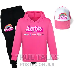 High Quality Barbie Girl's Hoodies Joggers Set With Cap