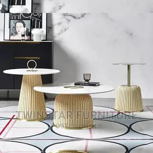 Modern Luxury Marble Top Centre Table With Side Stools