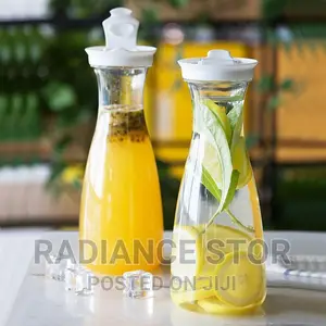 Acrylic Carafe With Flip Tab Lid Juice Water Pitcher