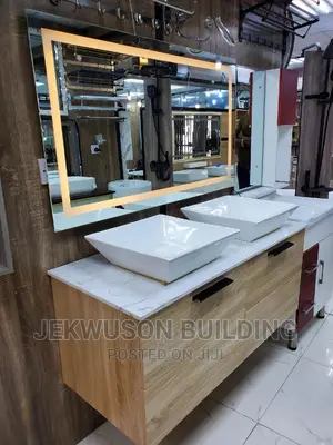 Double Cabinet Wash Hand Basin With Hand Wave Led Mirror