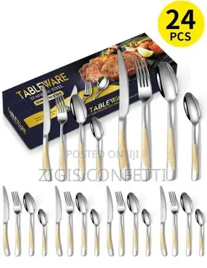 Stainless Steel Tableware 24-Piece Knife, Fork Spoon Set