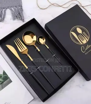 Set of 4 Stainless Steel Golden Cutlery