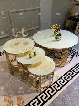 Modern Glass Top Centre Table With 3 Side Stools