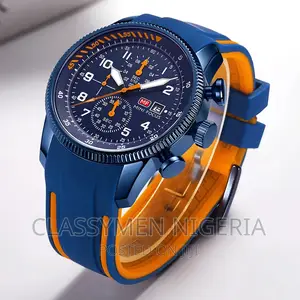 Minifocus Luxury Chronograph Calendar Luminous Blue Watch