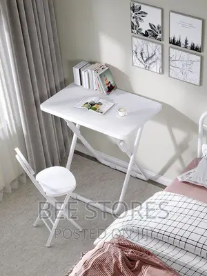 White Adjustable Foldable Reading Table and Chair