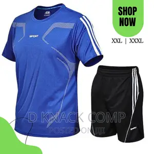 Gym Wear, Sports Wear T-Shirt Short Sleeve - Blue