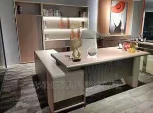 Modern Executive CEO Office Table With Bookshelve 1.8mtr