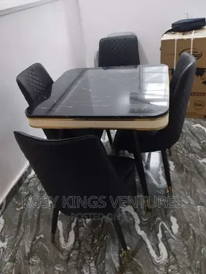 Marble Dinning Table With Four Leather Seats