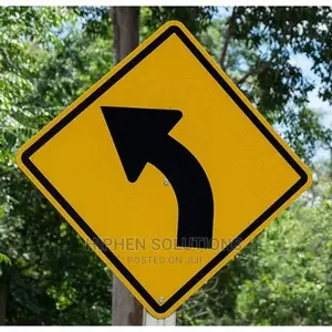 Aluminum Reflective Safety Left Curve Warning Sign
