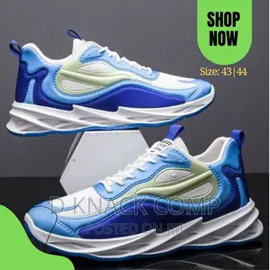 Contrast Breathable Sneakers - Blue White