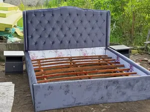 Bedframe Gray Velvet 6 by 6 , 4 and Half by 6