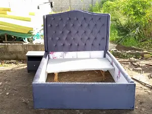 Bedframe Gray Velvet 6 by 6 , 4 and Half by 6