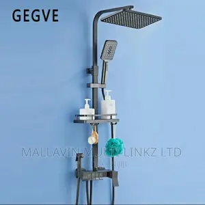 Shower Faucet Set Piano Button With Bathroom Shelf and Bidet