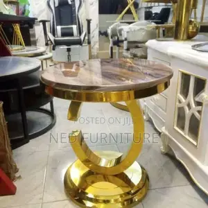 Coffee Table With Gold Entrusted Base