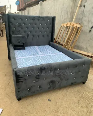 4ftby6ft Grey Padded Velvet Bedframe