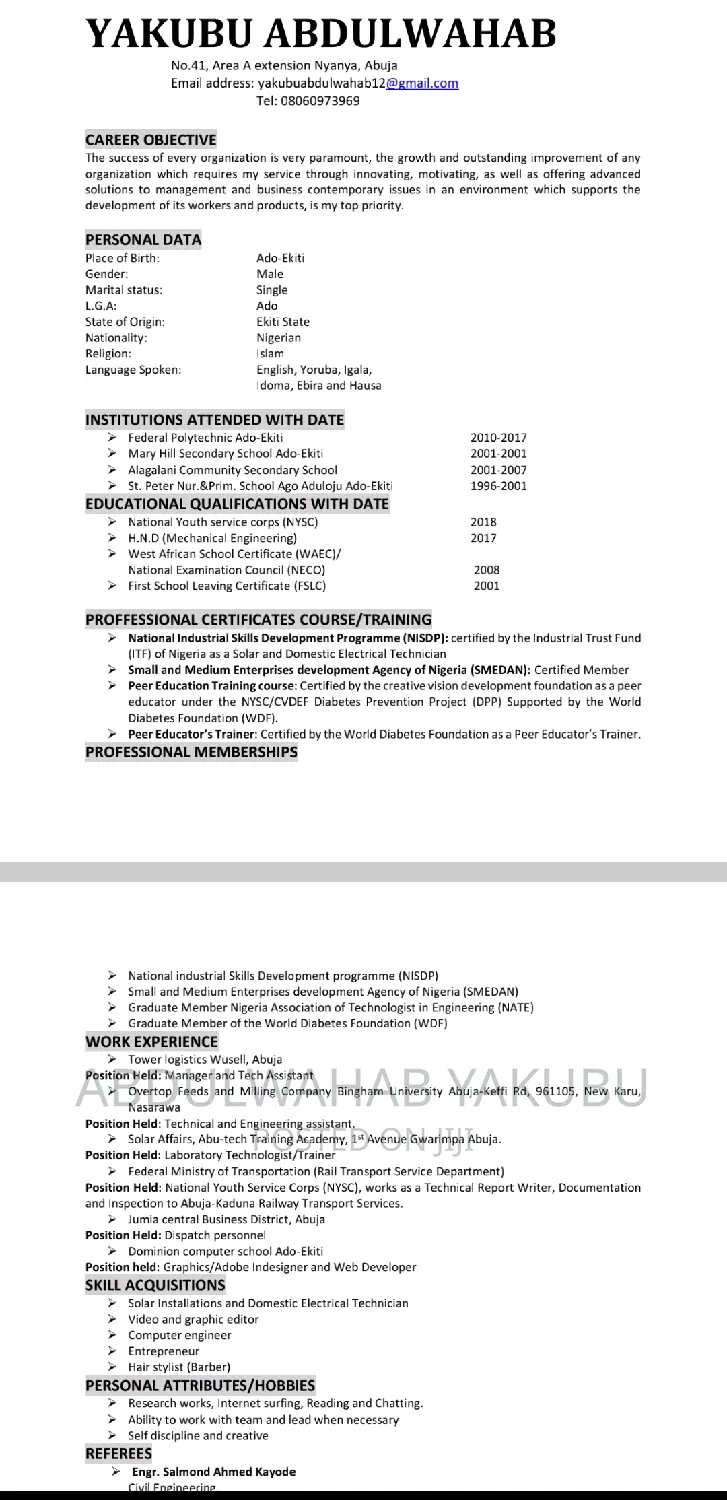 Engineering Architecture CV