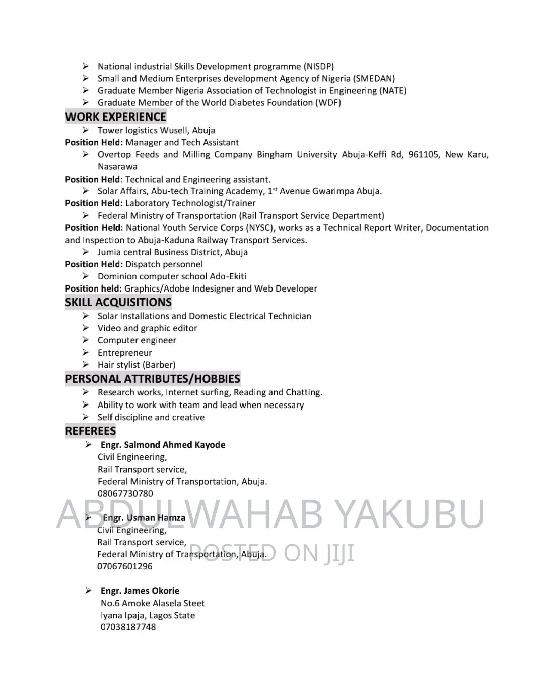 Engineering Architecture CV