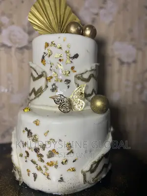 White And Gold Wedding Cake Mr/Mrs. Cakes Birthday Cake