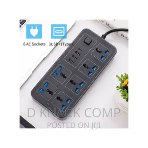 6 AC Sockets 3 USB 1 Type C Port