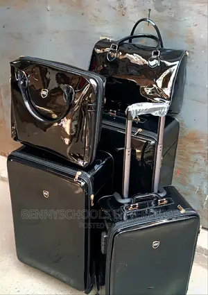 Set of 5 Mont Blanc Mirror Leather Traveling Luggage Boxes