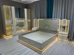 Bed Frame With Dressing Mirror and LED Lights