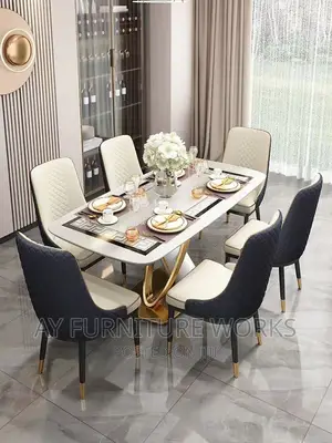 6 Man Pure Marble Top Dinning Set