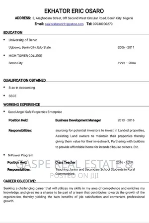 Teaching CV and Accounting