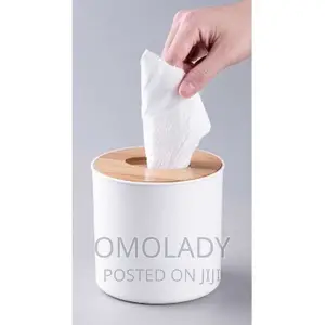 Wooden Cover Tissue Box Dispenser - White