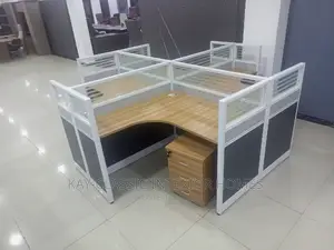 L Shape Workstation Desk With Mobel Drawers