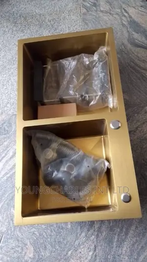 Gold Colour Double Hole Sink
