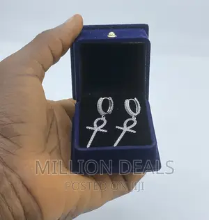 Iced Drop Down Luxe Men’S Silver Sterling Earrings