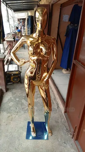 Size 8 Body Big Bust Gold Chrome Female Mannequin