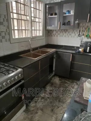 MB89,. Countertop Finishing With Black Marble And HDF Wood