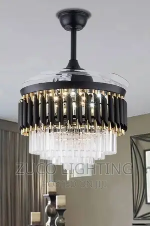 Modern LED Crystal. Chandelier With Ceiling Fans