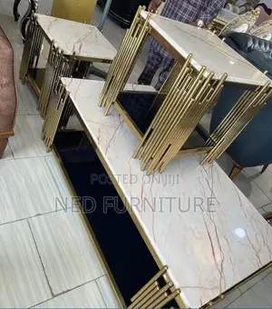 2 in 1 Marble Top Center Table With Side Stools