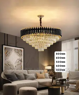 Exclusive 800 Mm Black and Gold Christal Chandelier Light