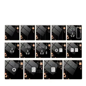 Black Pattern Crystal Glass Panel Bedroom Wall Light