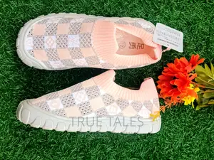 Girls Peach Socks Sneakers